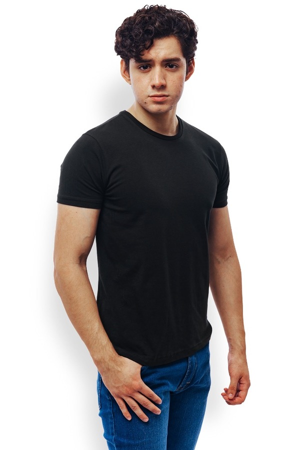 Playera Negra Cuello Redondo Manga Corta Básica Muscle Fit Para Hombre